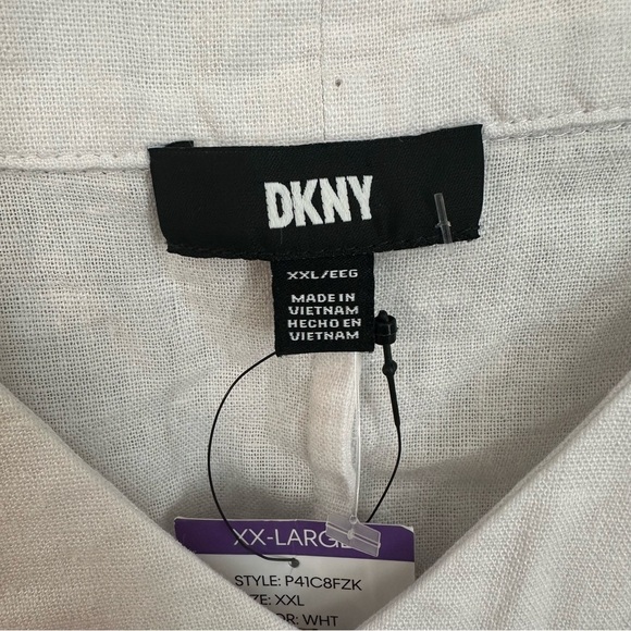 DKNY Women’s V-Neck Wide Strap White Sleeveless Linen Maxi Dress Sz XXL NWT - Picture 3 of 10